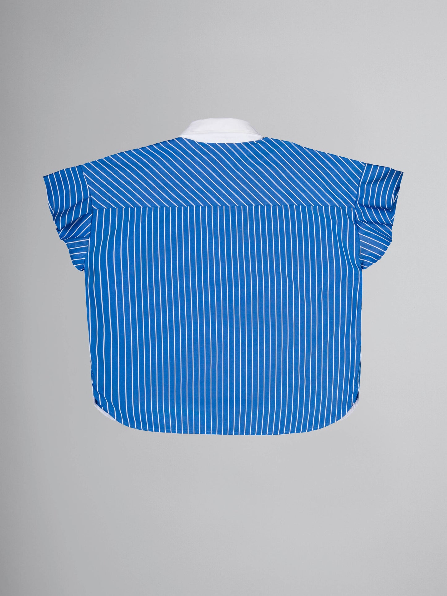 Hemdbluse mit Volant-Ärmel - gestreift - deep blue sky