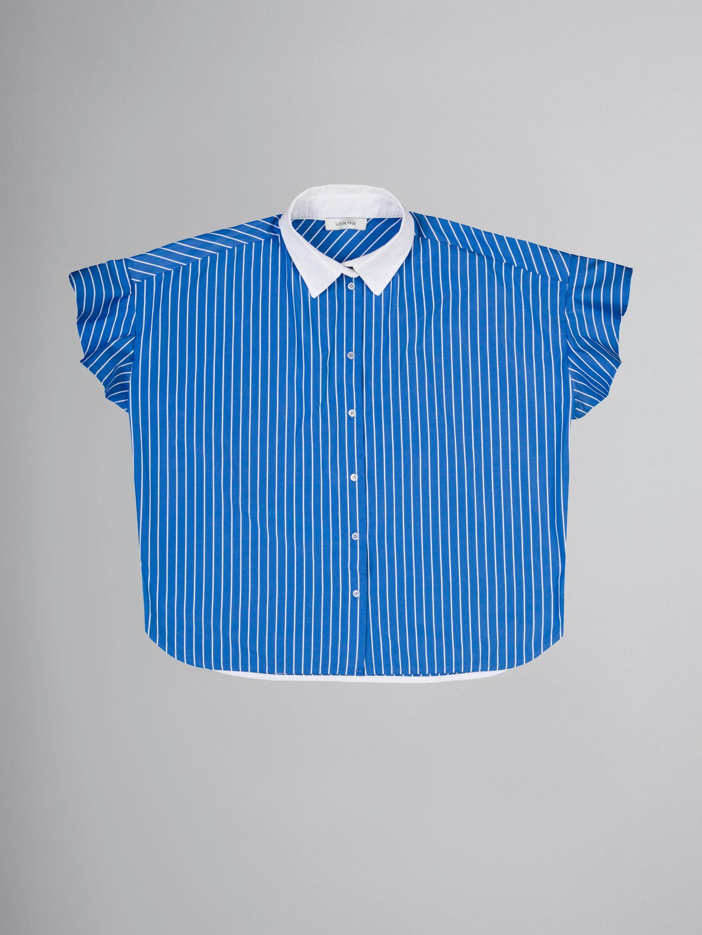 Hemdbluse mit Volant-Ärmel - gestreift - deep blue sky