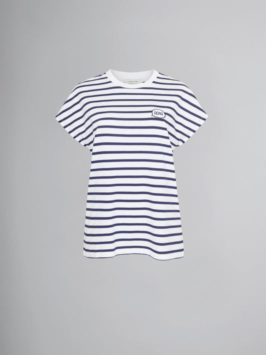 N A C H H A L T I G * - T-Shirt - "ROAR" - Stickerei - blau-weiß-gestreift (-30%)