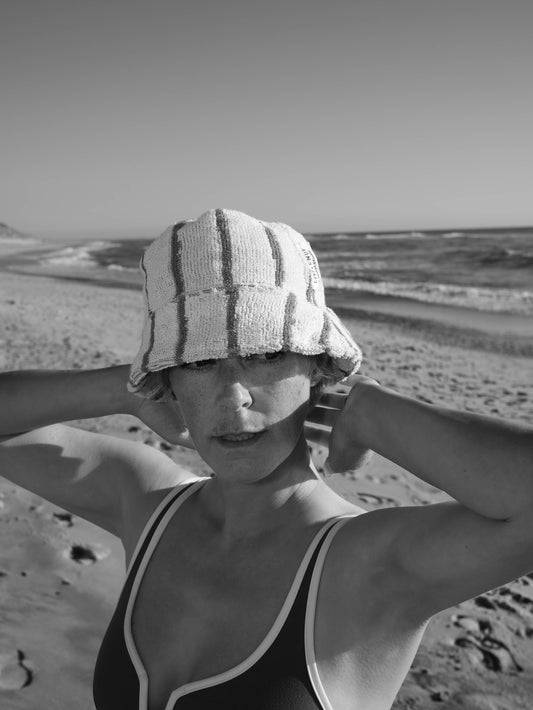 Bucket Hat - gestreift - marshmallow-white
