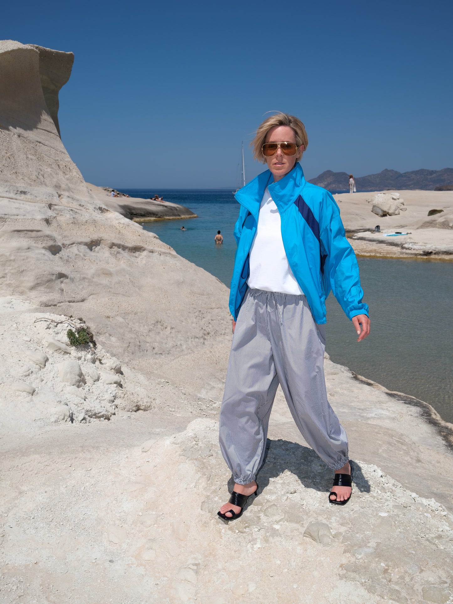 Balloon Pants - navy/weiss gestreift