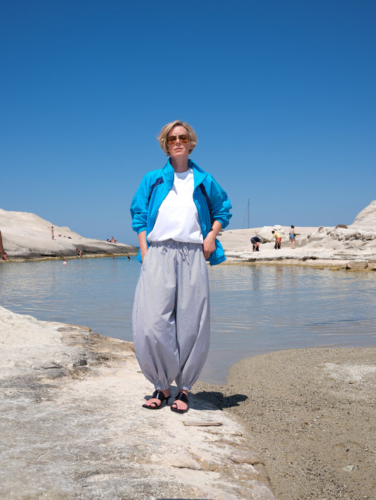 Balloon Pants - navy/weiss gestreift