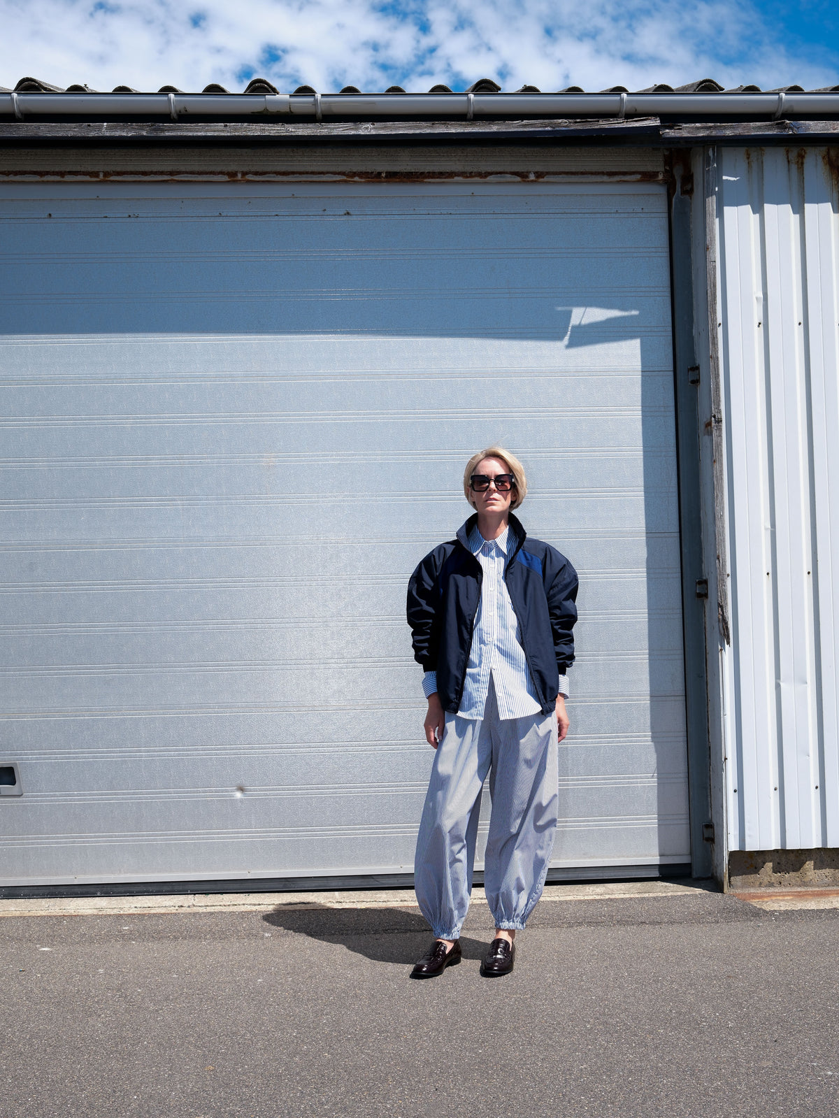Balloon Pants - navy/weiss gestreift