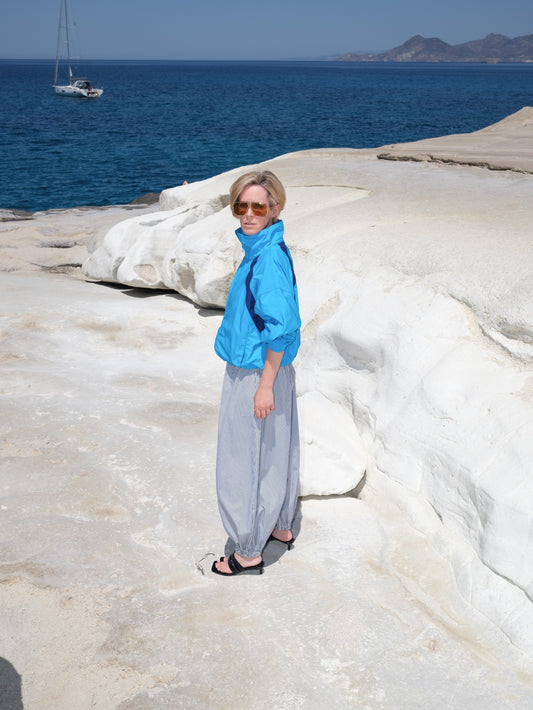 Balloon Pants - navy/weiss gestreift