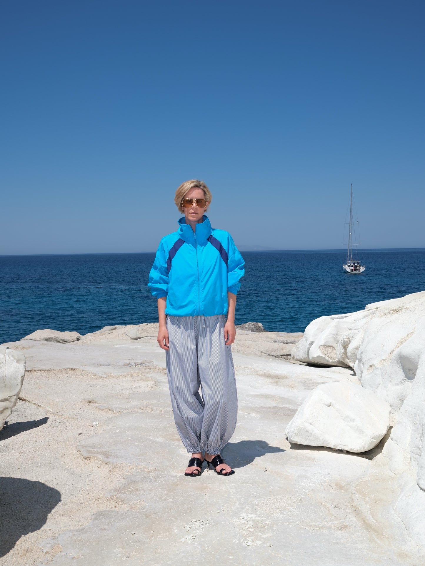 Balloon Pants - navy/weiss gestreift