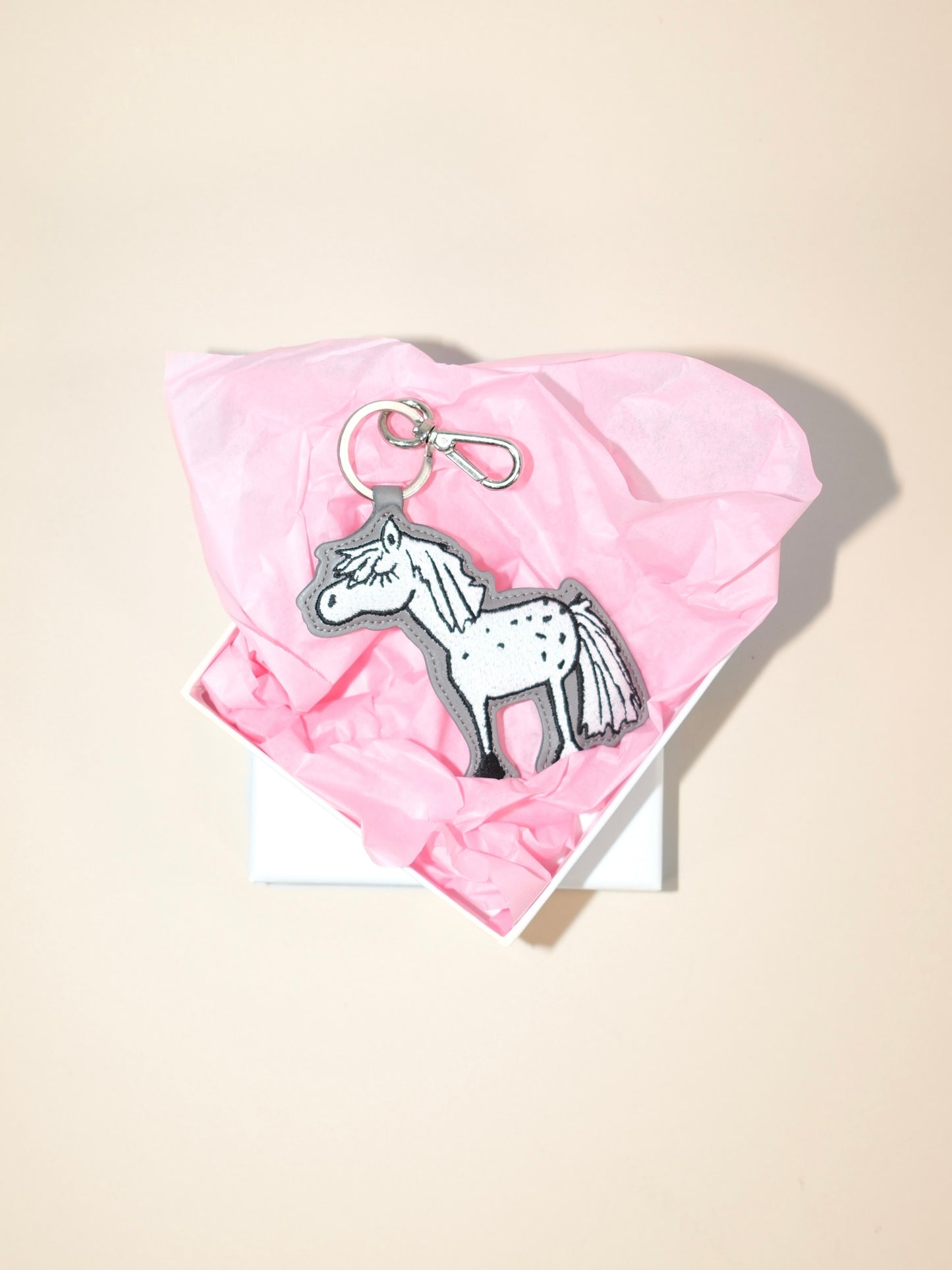 Schlüsselanhänger - Pony - grau