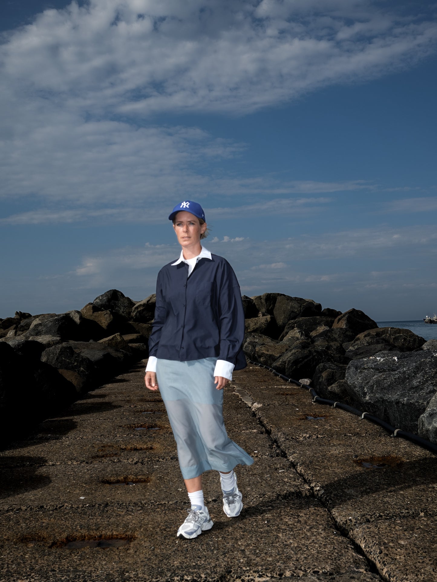 Parachute Bluse - dark navy, weisser Kragen