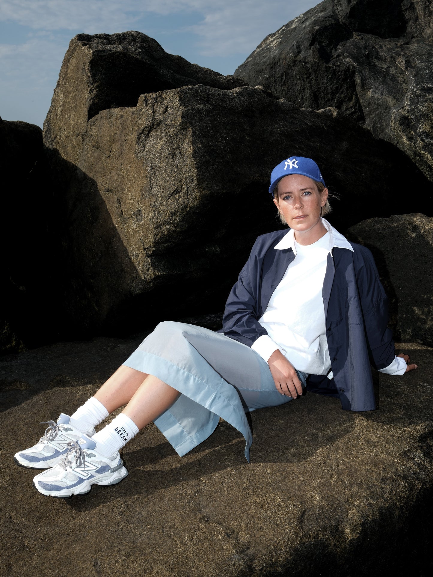 Parachute Bluse - dark navy, weisser Kragen