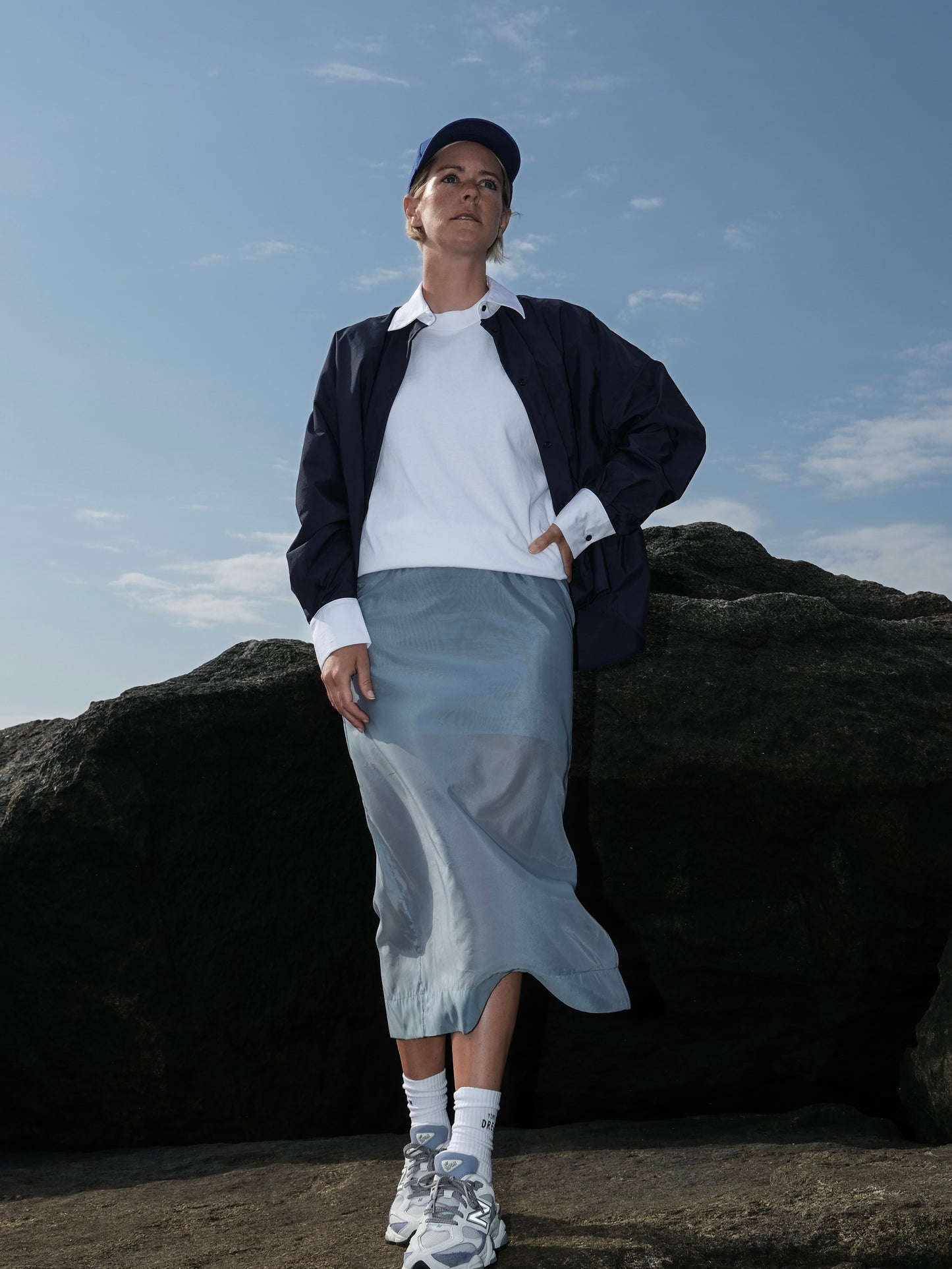 Parachute Bluse - dark navy, weisser Kragen