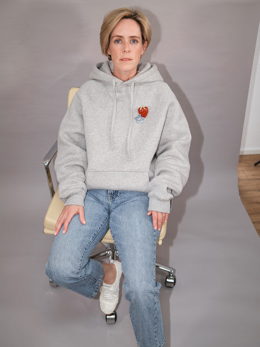 Boyfriend Hoodie - HEY DUDE - grau melange - Strawberry Edition