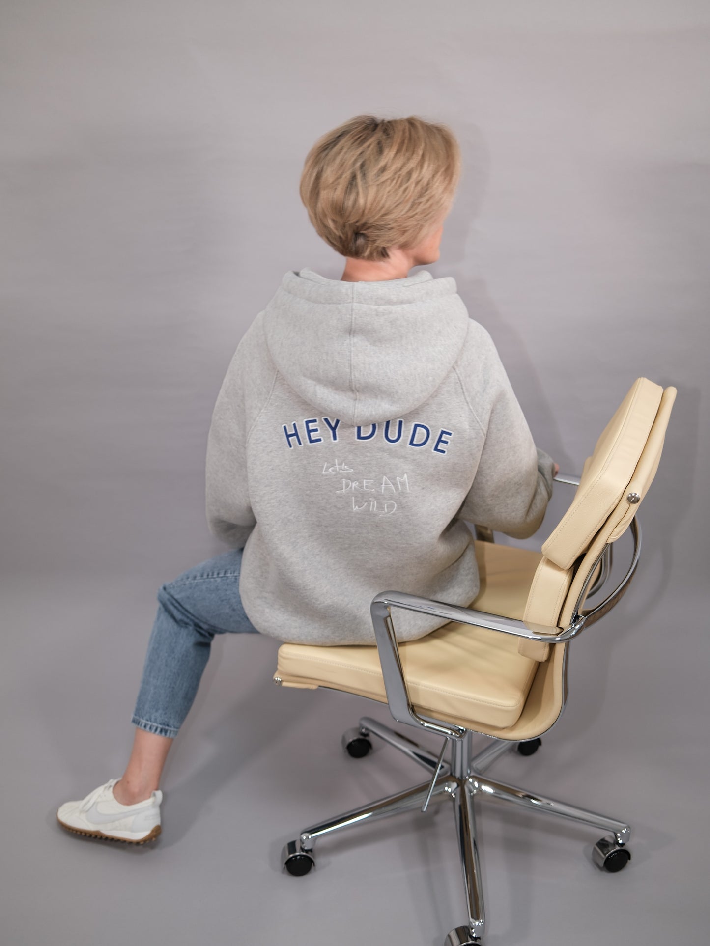 Boyfriend Hoodie - HEY DUDE - grau melange - Strawberry Edition