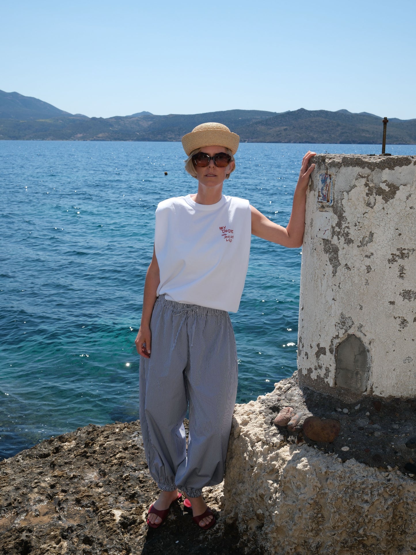 Balloon Pants - navy/weiss gestreift