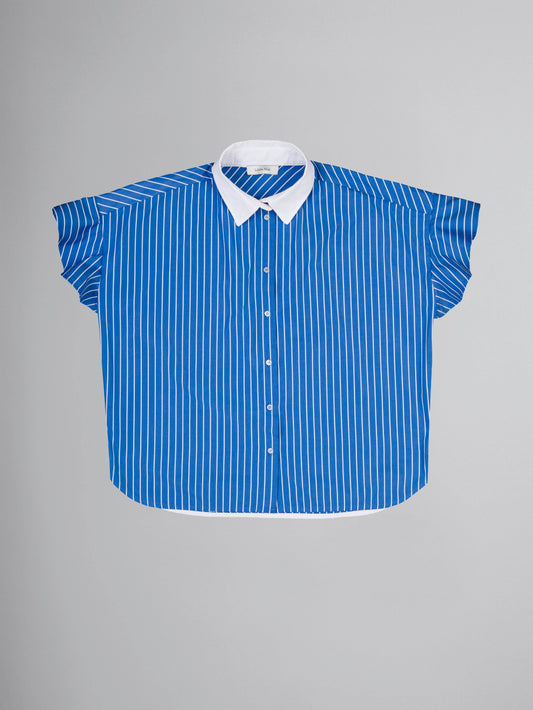 Hemdbluse mit Volant-Ärmel - gestreift - deep blue sky