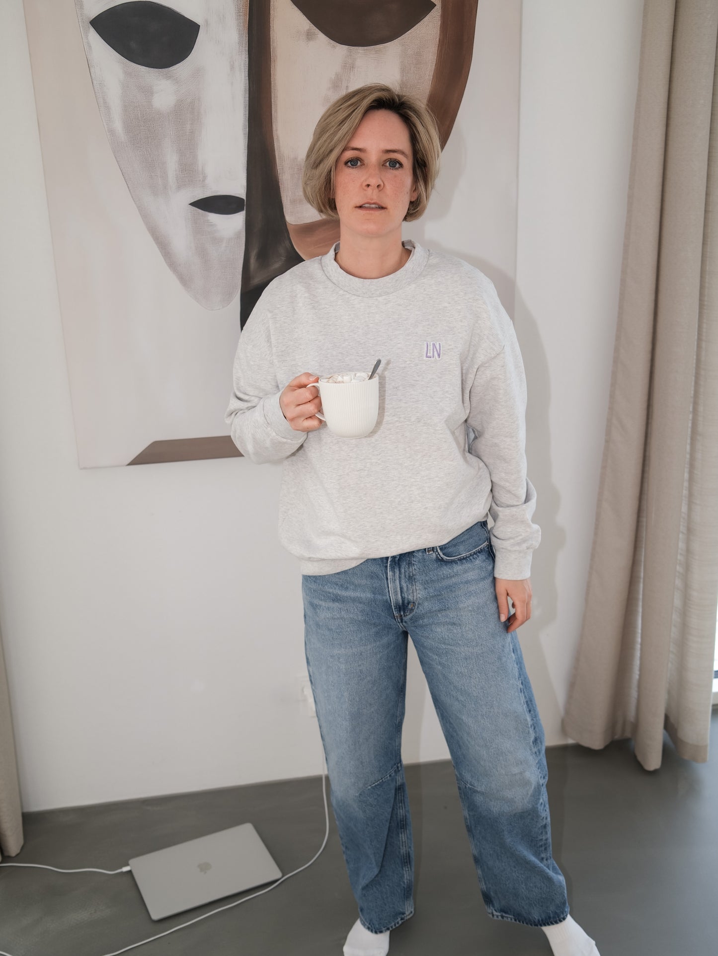 Sweatshirt - LN - grau melange