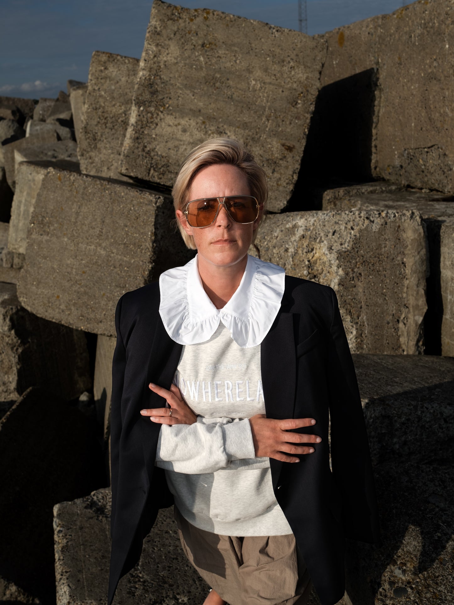 Rüschenkragen - uni - weiß