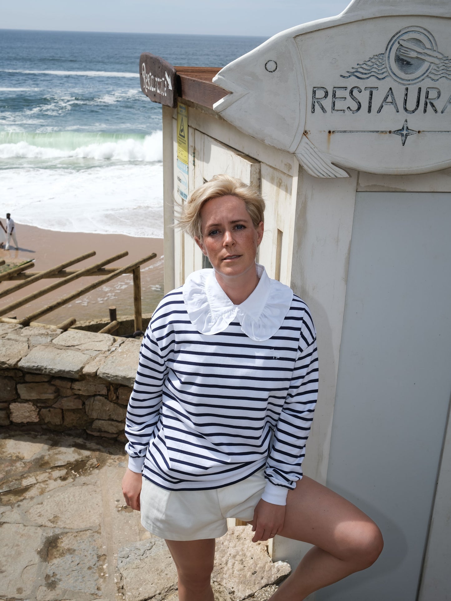 Light Sweater - blau-weiß-gestreift