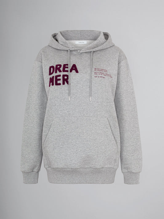 Oversized Hoodie - DREAMER - grau-melange - burgundy