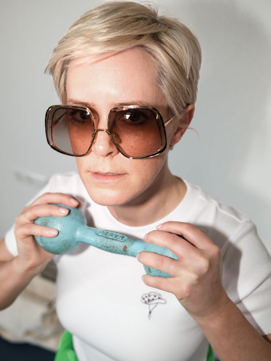 Rib T-Shirt - weiß mit Stickerei
