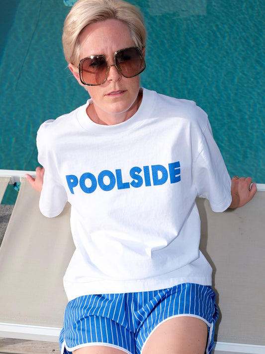 Statement T-Shirt - POOLSIDE - weiß