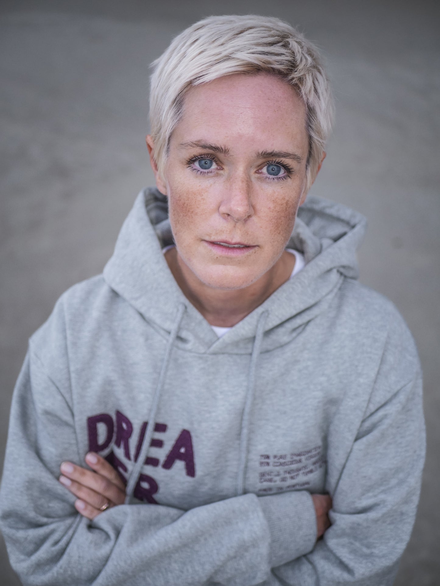 Oversized Hoodie - DREAMER - grau-melange - burgundy