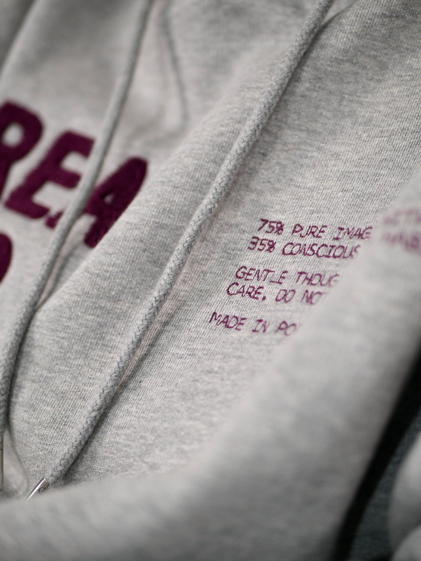 Oversized Hoodie - DREAMER - grau-melange - burgundy