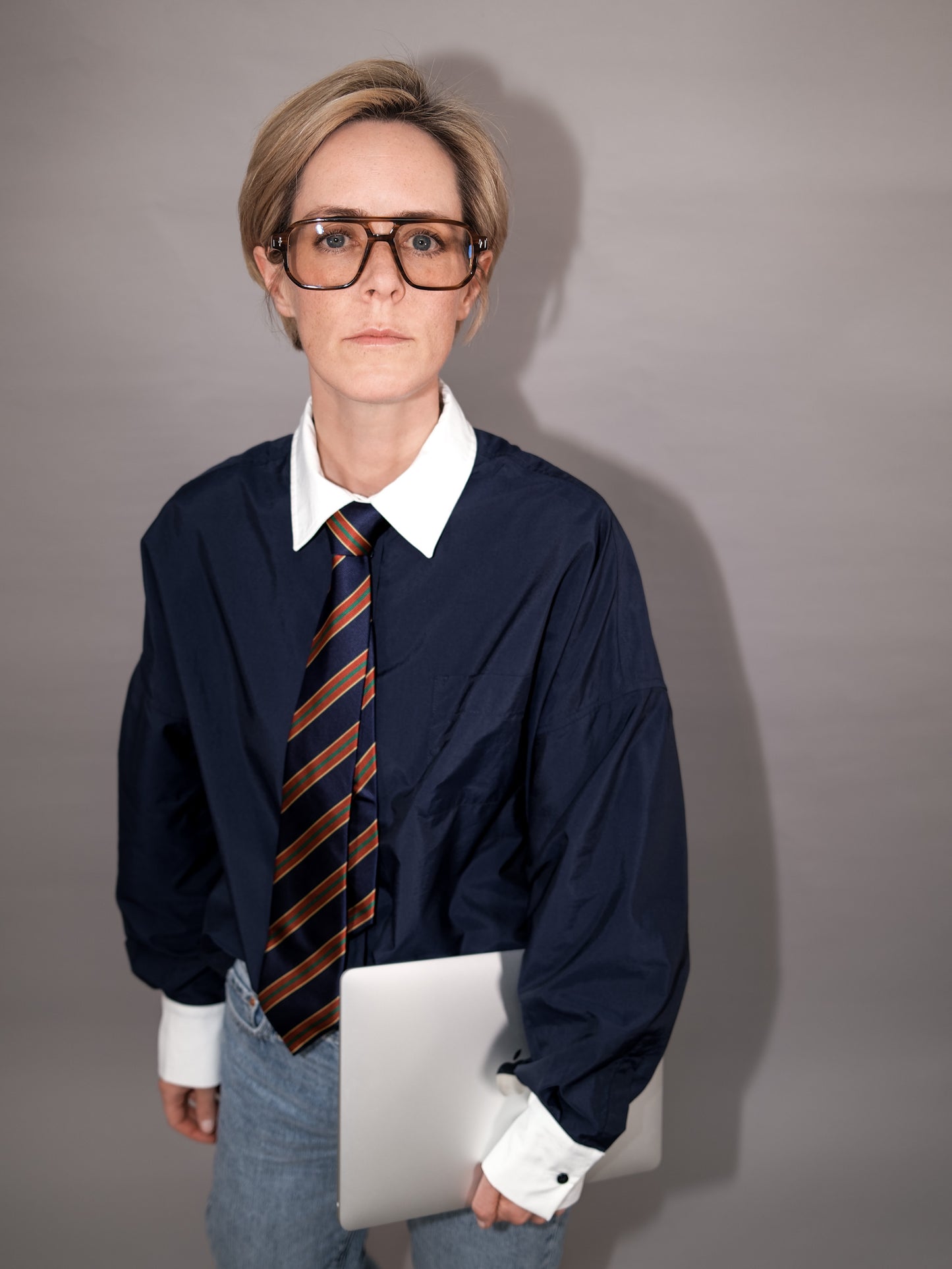 Parachute Bluse - dark navy, weisser Kragen