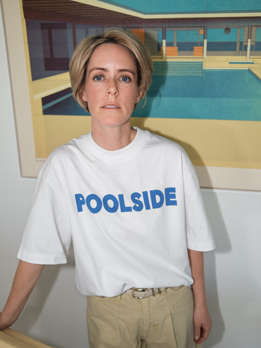 Statement T-Shirt - POOLSIDE - weiß