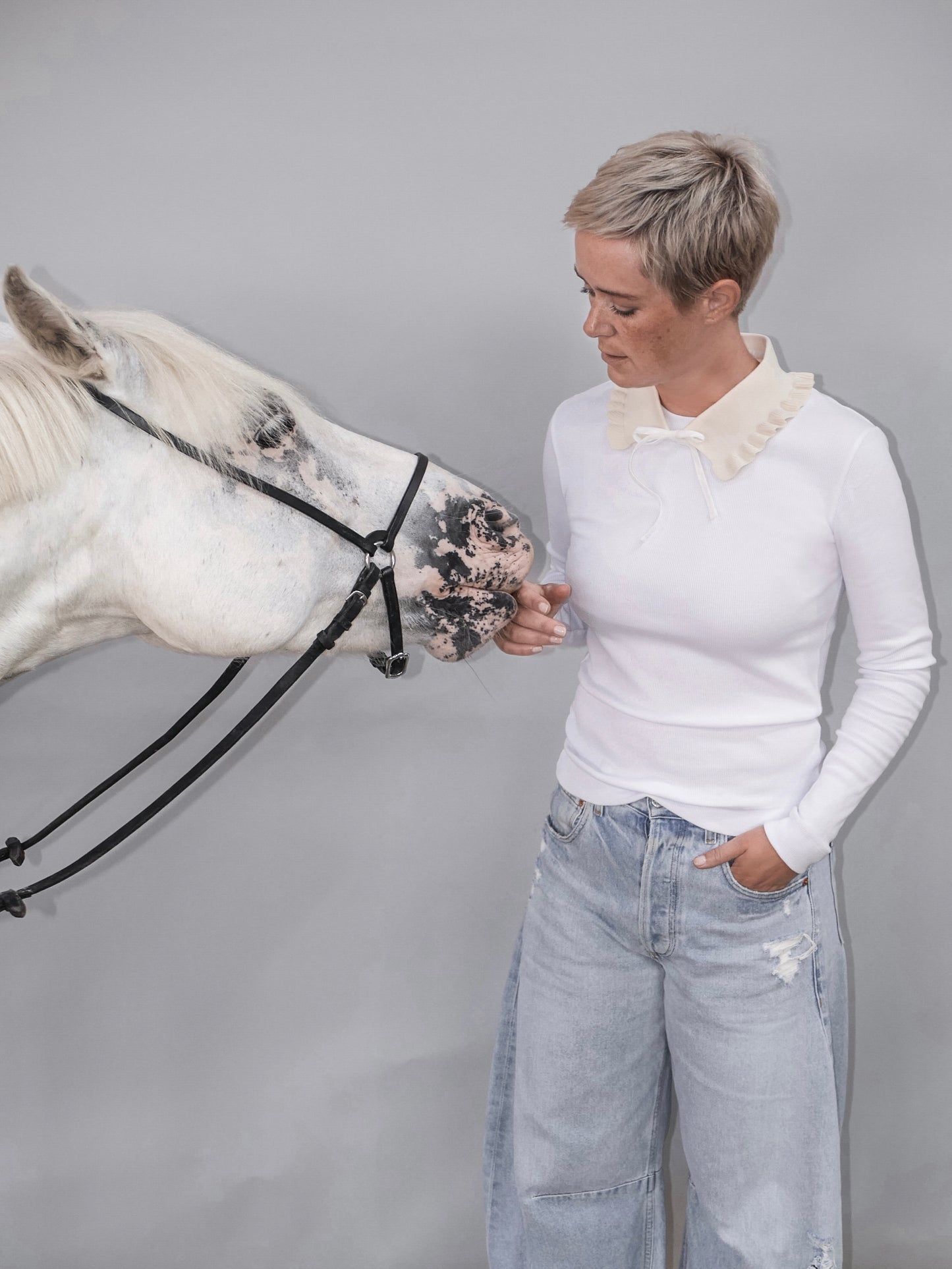 Rib Longsleeve - weiß