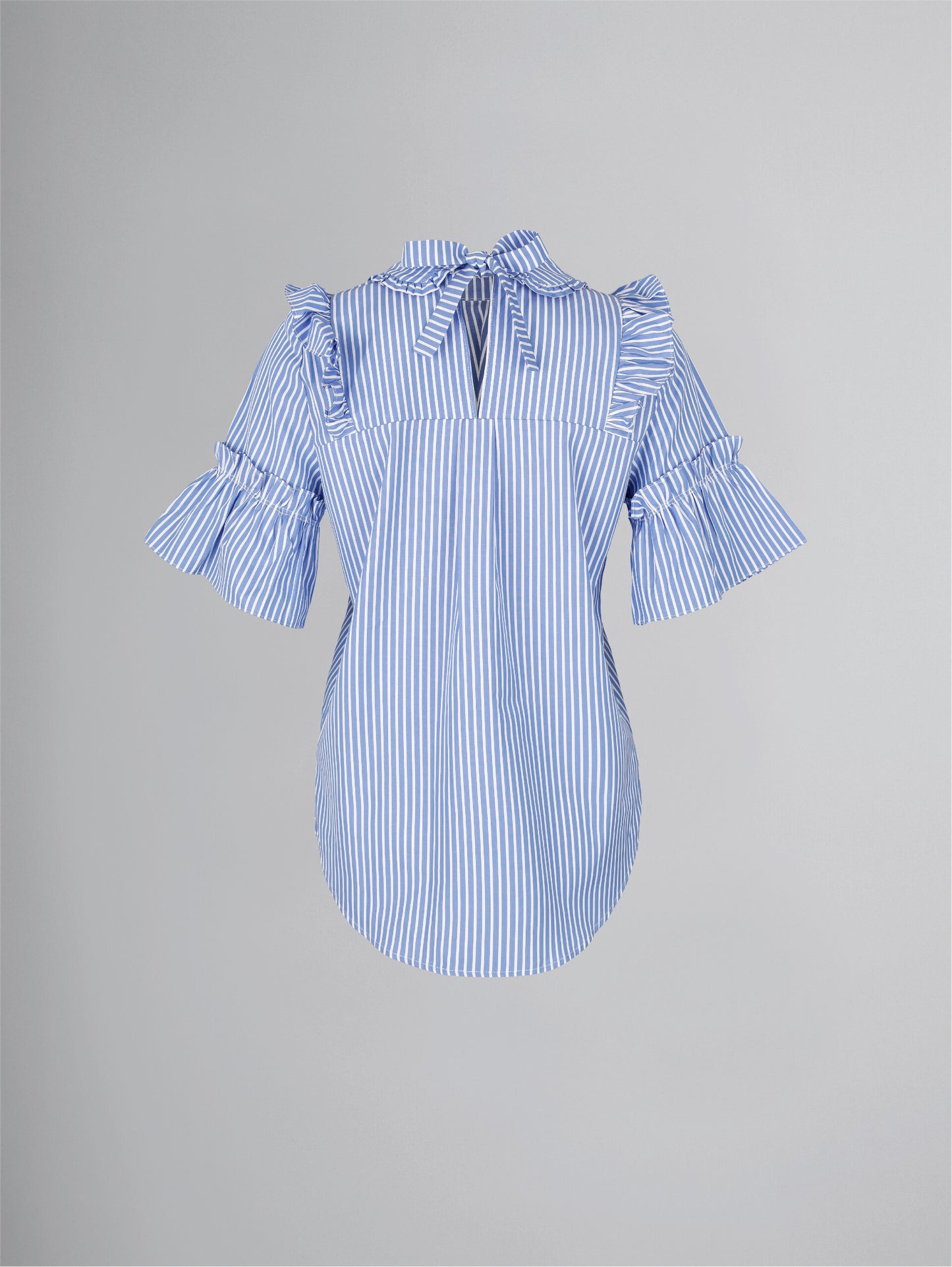 Bluse mit Rüschendetails - gestreift - blau-weiß (-50%)