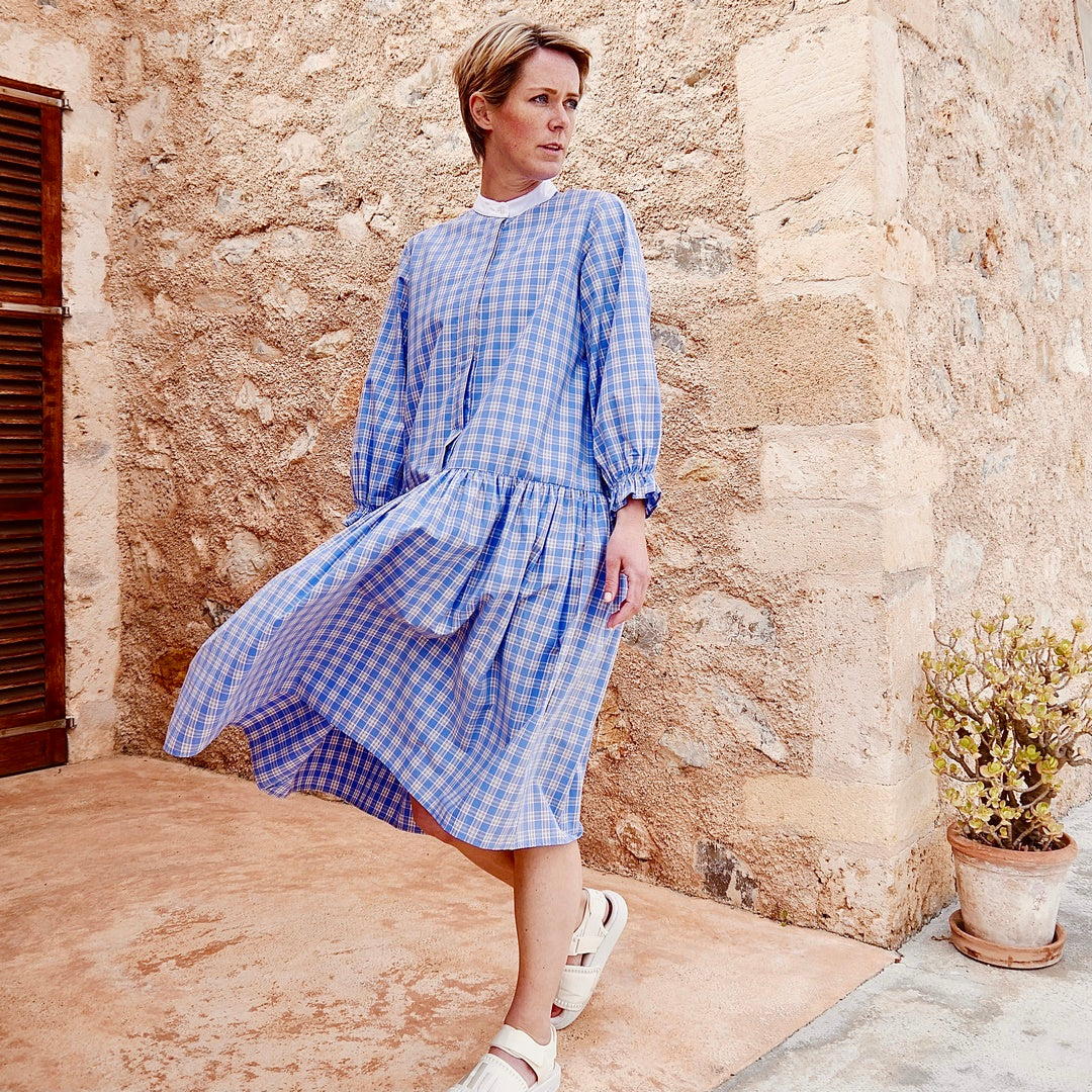 Midi-Baumwollkleid - karo (-50%)